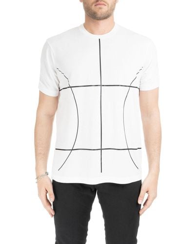Neil Barrett T-shirt bianca con linee geometriche a contrasto - Bianco