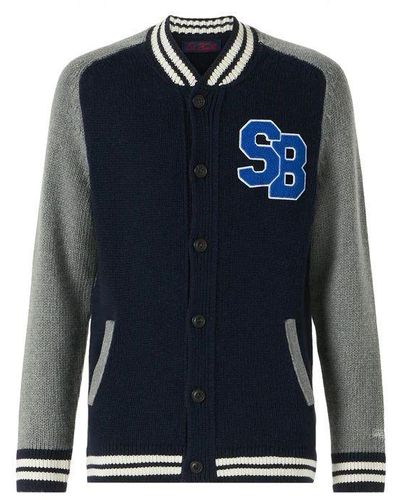 Mc2 Saint Barth Cardigan stile college in lana e cashmere - Blu