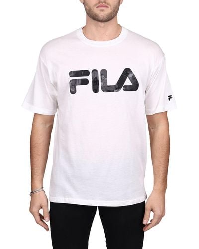 Fila T-shirt bianca con dettaglio logo frontale in cotone - Bianco