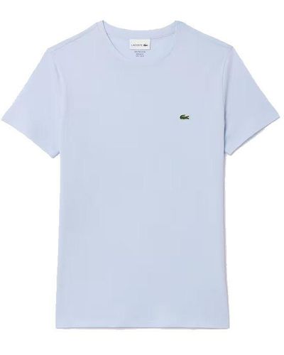 Lacoste T-shirt celeste in jersey di cotone pima - Blu
