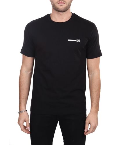 Les Hommes T-shirt nera con applicazione frontale - Nero