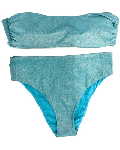 Fisico Bikini a fascia turchese effetto glitterato - Blu