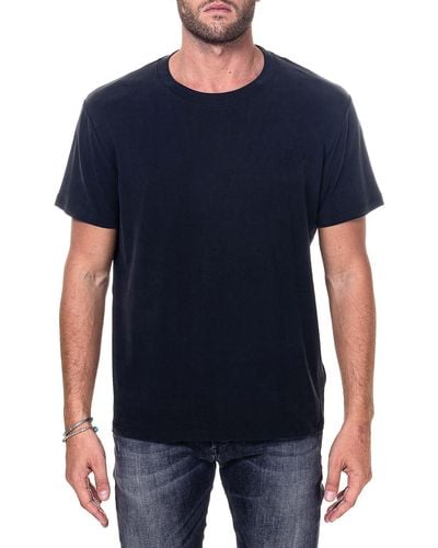Dondup T-shirt nera con ricamo logo - Blu