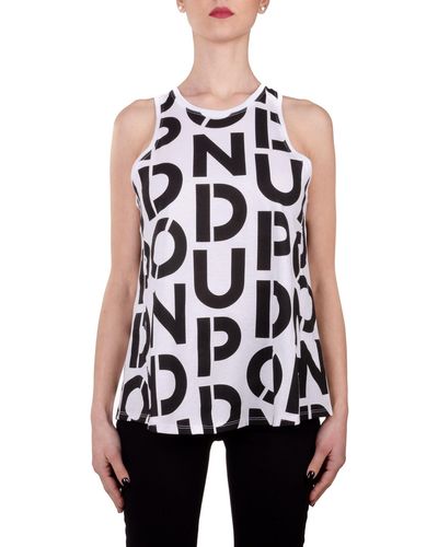 Dondup Top in cotone con stampa logo all over - Bianco