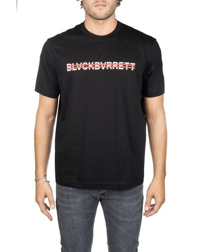 Neil Barrett T-shirt nera in cotone con stampa logo frontale - Nero