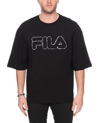 Fila T-shirt nera con applicazione logo frontale - Nero