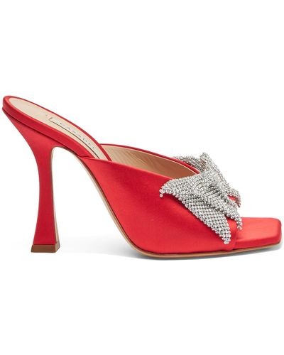 Casadei Butterfly Geraldine Crystal Satin Mules - Rose