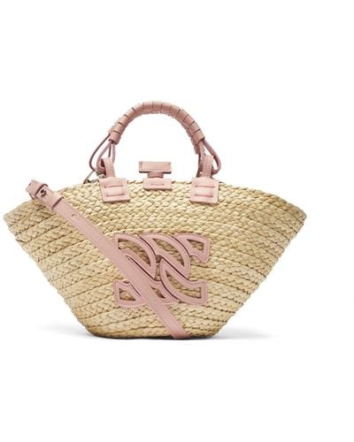 Casadei Panarea Mini Raffia Basket Bag - Natural