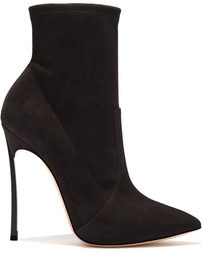 Casadei Blade Suede Ankle Boot - Black