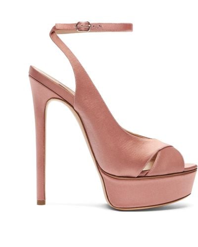 Casadei Flora Satin Platform Sandals - Pink
