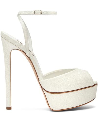 Casadei Flora Glitter Platform Sandals - Bianco