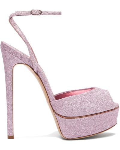 Casadei Flora Glitter Platform Sandals - Rosa