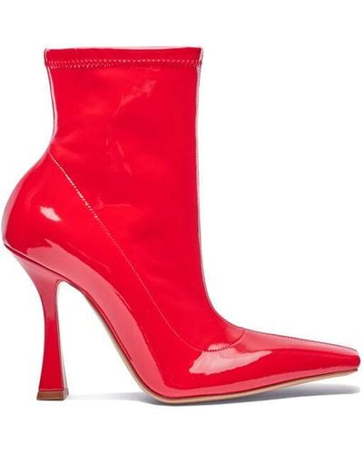 Patent leather shop red booties