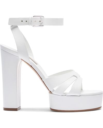 Casadei Betty Leather Platform Sandals - Bianco