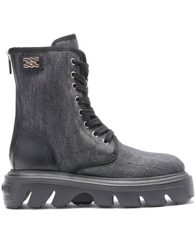 Casadei Generation C Denim Biker Boots - Grigio