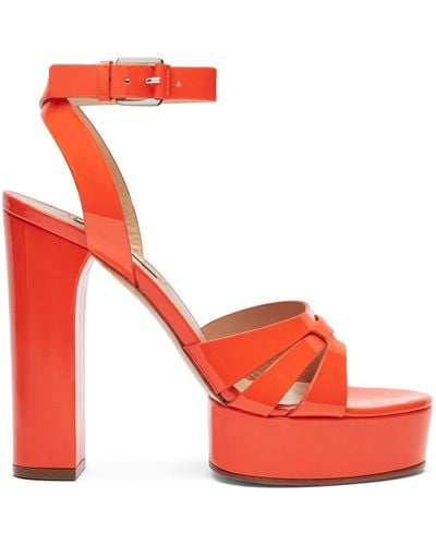 Casadei Betty Patent Leather Platform Sandals - Rosso