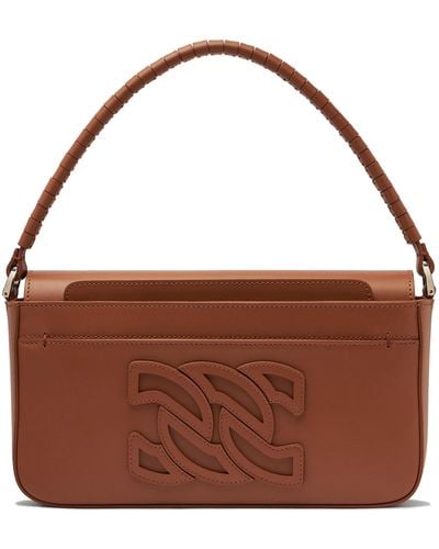 Casadei C-chain Leather Shoulder Bag - Braun