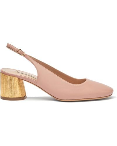 Casadei Emily Cleo Leather And Gold Slingbacks - Rosa