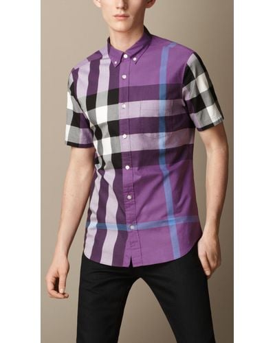 Burberry Giant Exploded Check Cotton Shirt - Purple