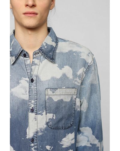 Urban Outfitters Insted We Smile Cloud Denim Buttondown Shirt - Blue