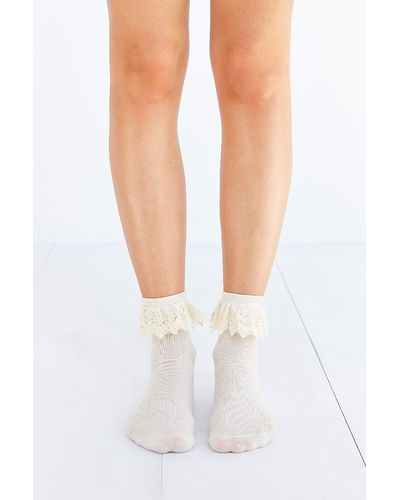 Urban Outfitters Eyelet Ruffle Anklet Sock - White
