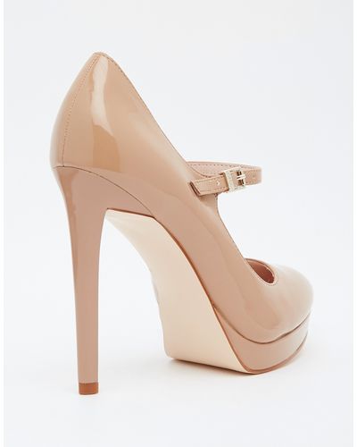 Faith Chrissie Nude Patent Mary Jane Shoes - Natural