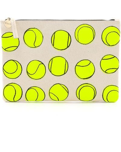 Clare V. Supreme Flat Clutch - Tennis Print - Yellow