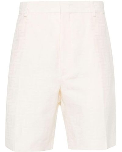 Fendi Bermuda pantaloni corti in cotone e lino ff - Neutro