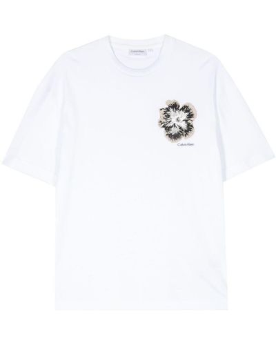 Calvin Klein T-shirt con ricamo - Bianco