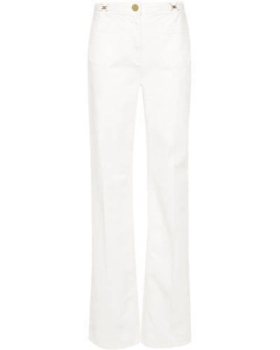 Elisabetta Franchi Jeans dritti con placca logo - Bianco