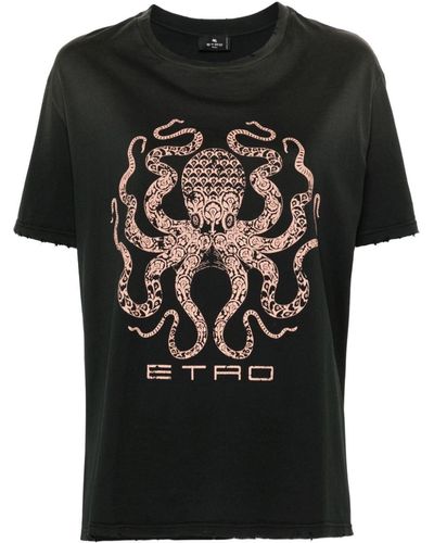 Etro T-shirt in cotone con stampa grafica - Nero