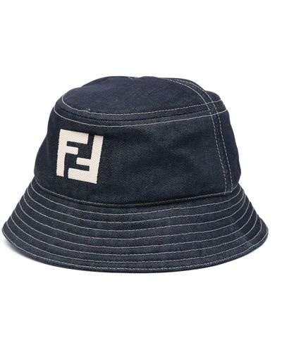 Fendi Cappello bucket denim FF - Blu