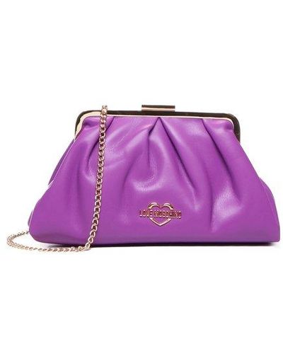 Love Moschino Shoulder Bag With Logo Plaque - Purple