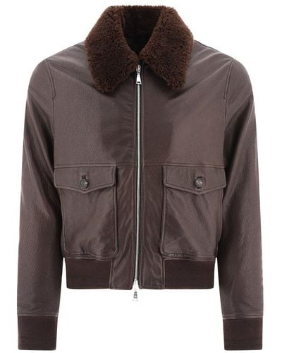 Tagliatore "jordan" Leather Jacket - Brown
