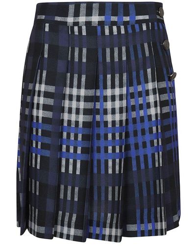 MSGM High Waist Pleated Skirt - Blue
