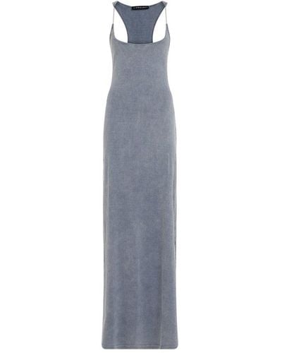 Y. Project Scoop Neck Ribbed Maxi Dress - Blue