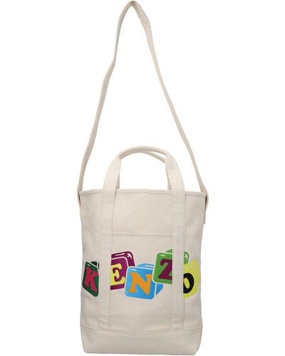 KENZO Embroidered Shopping Bag - White