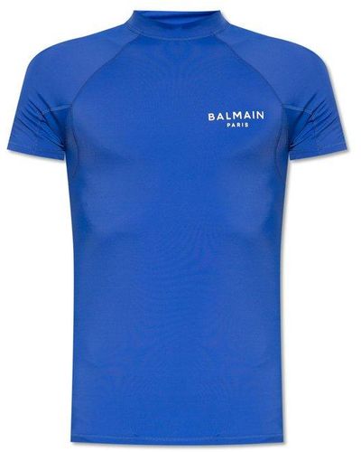 Balmain Training Top With Logo, - Blue