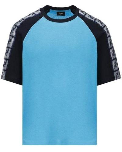 Fendi Logo Panelled T-shirt - Blue
