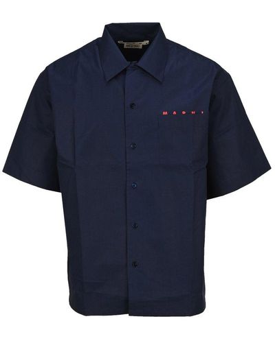 Marni Short Sleeved Bowling Shirt - Blue