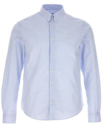 Sporty & Rich Crown Logo Embroidered Buttoned Shirt - Blue