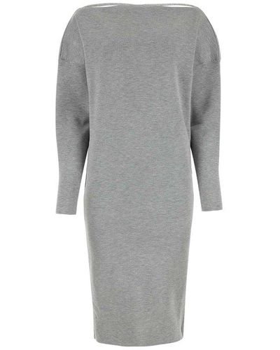 Gucci Wrap Designed Stretched Midi Dress - Grey