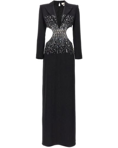 Elisabetta Franchi Rhinestone Embellished Cut-out Dress - Black