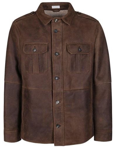 Brunello Cucinelli Patch Pocket Shirt Jacket - Brown