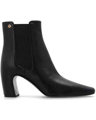 Tory Burch Square Toe Heeled Boots - Black