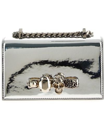 Alexander McQueen Mini Jeweled Satchel Crossbody Bag - Gray