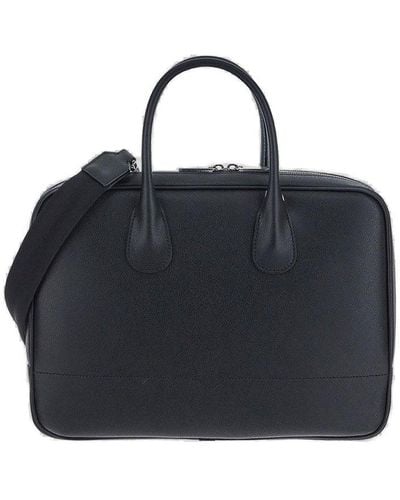 Valextra Zipped Laptop Bag - Black