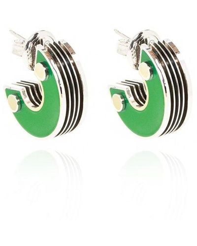 Bottega Veneta Silver Earrings, - Green