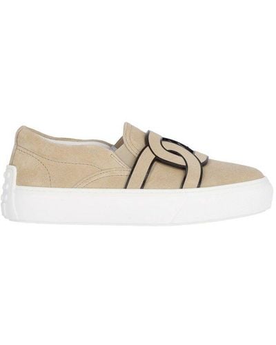 Tod's Kate Round Toe Slip-on Trainers - Natural