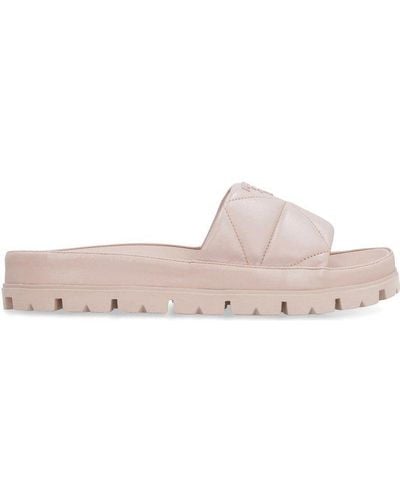 Prada Leather Sandals With Notched Soles - Pink